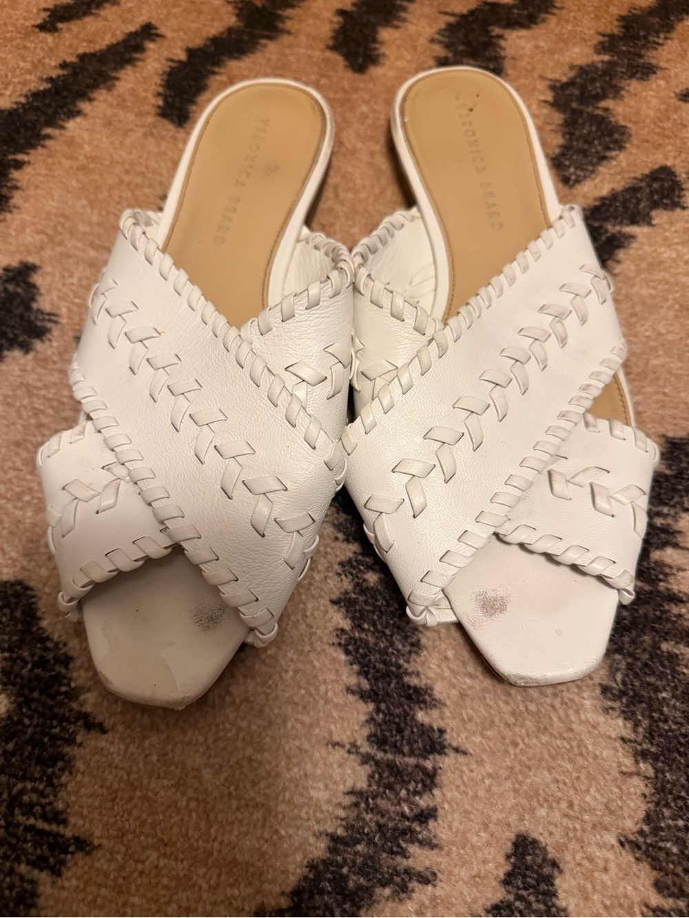 Veronica Beard white Women's dodo White Braided leather Slide Sandals - Picture 3 of 6